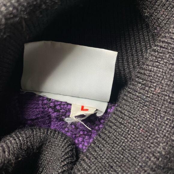 Vintage Meister Textured Knit Turtleneck Sweater Damask Purple Black Size Large - Picture 4 of 6